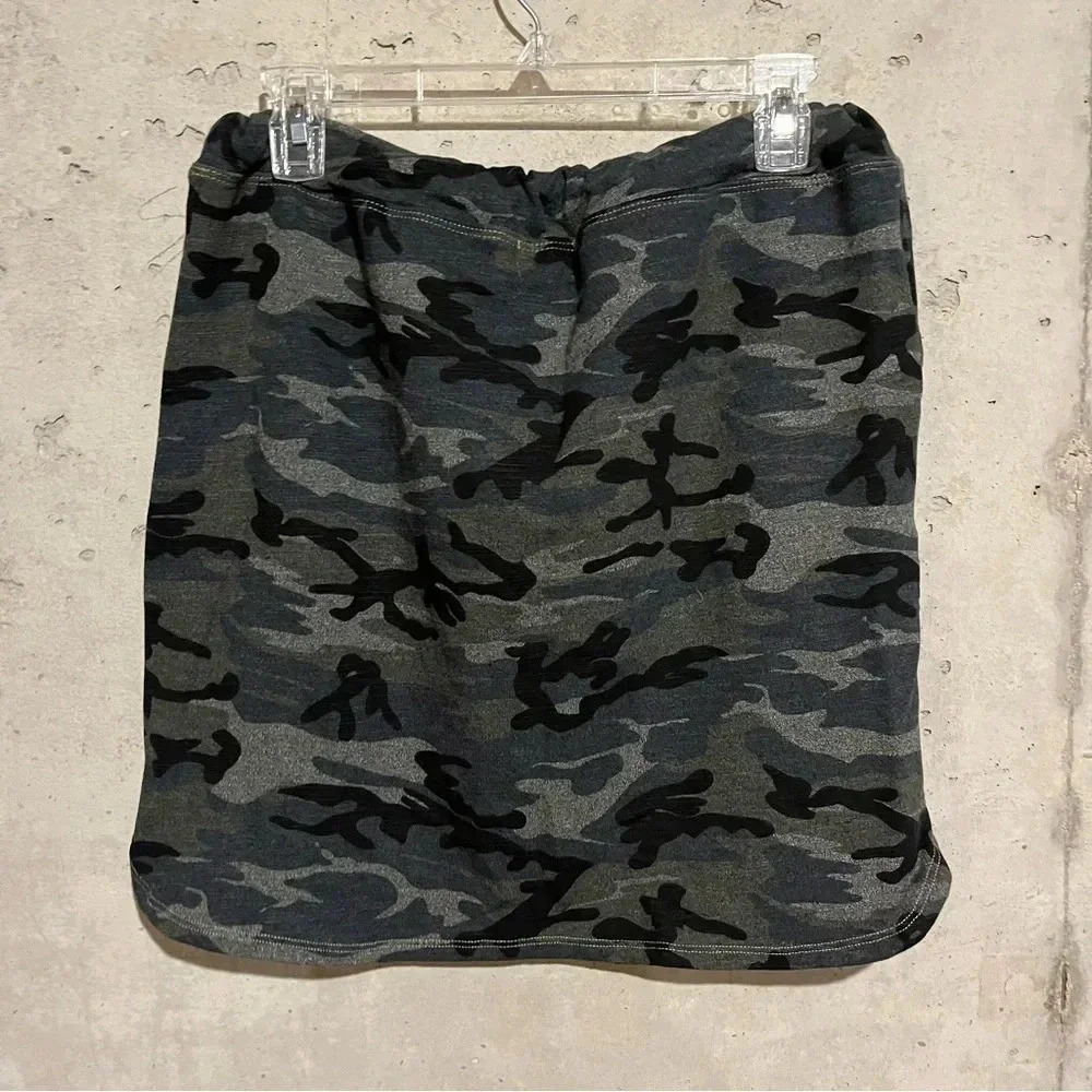 Sundry Saturday Skirt Army Camo Drawstring 3/L NWT Knit Comfy Evereve - Picture 3 of 7
